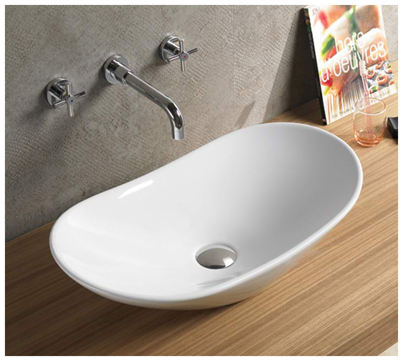 Раковина для ванной. Раковина накладная CeramaLux N 7811A белый без перелива - фотография № 9