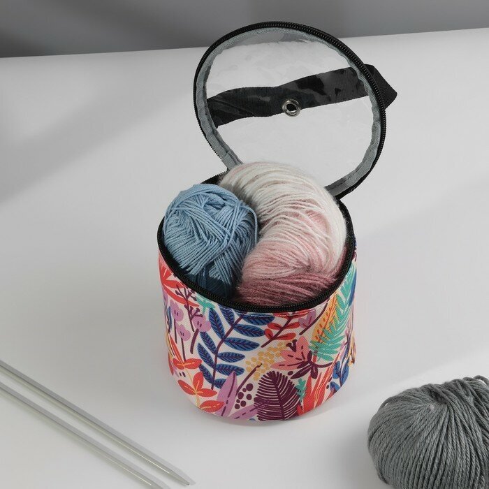 фото Сумка-футляр «Яркие растения», 1 люверс, d = 14 см, 14,5 см, цвет разноцветный
