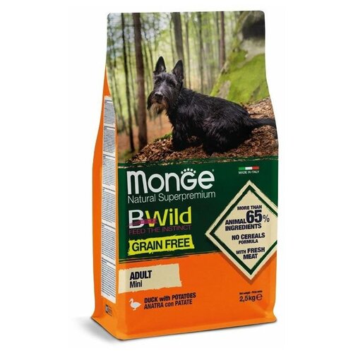 Сухой корм для собак Monge BWILD Feed the Instinct, утка, с картофелем 1 уп. х 1 шт. х 2.5 кг сухой корм для щенков monge bwild feed the instinct утка с картофелем 1 уп х 1 шт х 2 5 кг