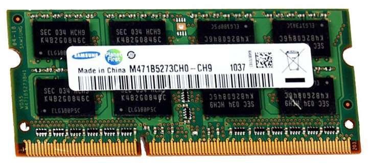 Оперативная память Samsung 8 ГБ DDR3 1333 МГц SODIMM CL9 M471B1G73BH0-CH9