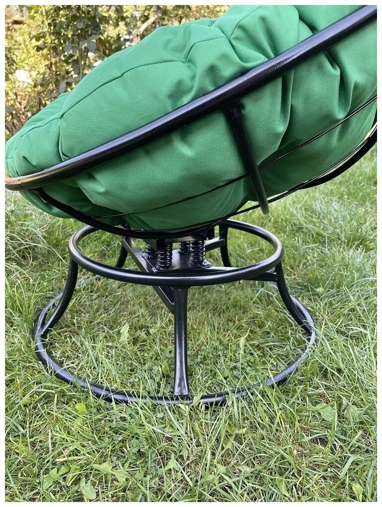 Кресло m-group папасан пружинка мини чёрное, зелёная подушка - фотография № 8