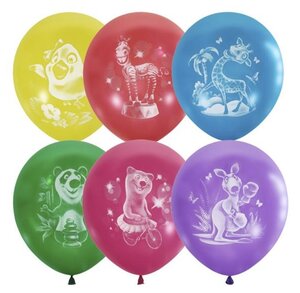 Шар латексный Globos Payaso 12" "Веселый зоопарк", пастель, 2-сторонний, 50 штук