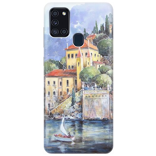 фото Ультратонкий силиконовый чехол-накладка для samsung galaxy a21s с принтом "город у моря" gosso