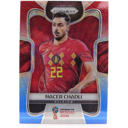 Коллекционная карточка Panini Prizm FIFA World Cup Russia 2018 #24 Nacer Chadli - Red Blue Wave S0215