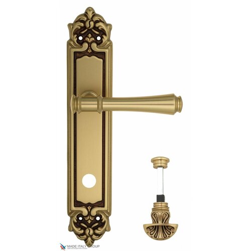 дверная ручка на планке venezia mosca wc 2 pl97 французcкое золото коричневый Дверная ручка на планке Venezia CALLISTO WC-4 PL96 французское золото + коричневый