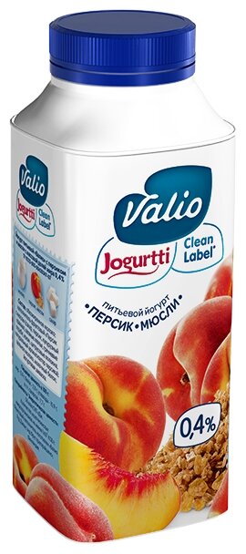 Питьевой йогурт Valio Персик-Мюсли 0.4%, 330 г