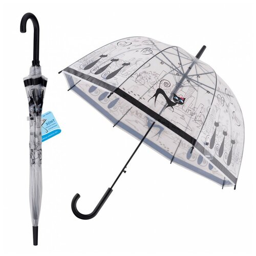 Зонт-трость Мультидом, полуавтомат, купол 80 см, прозрачный, мультиколор