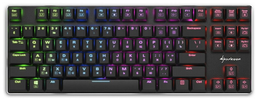 Клавиатура Sharkoon PureWriter TKL RGB Kailh Red проводная игровая для PC (красная подсветка)