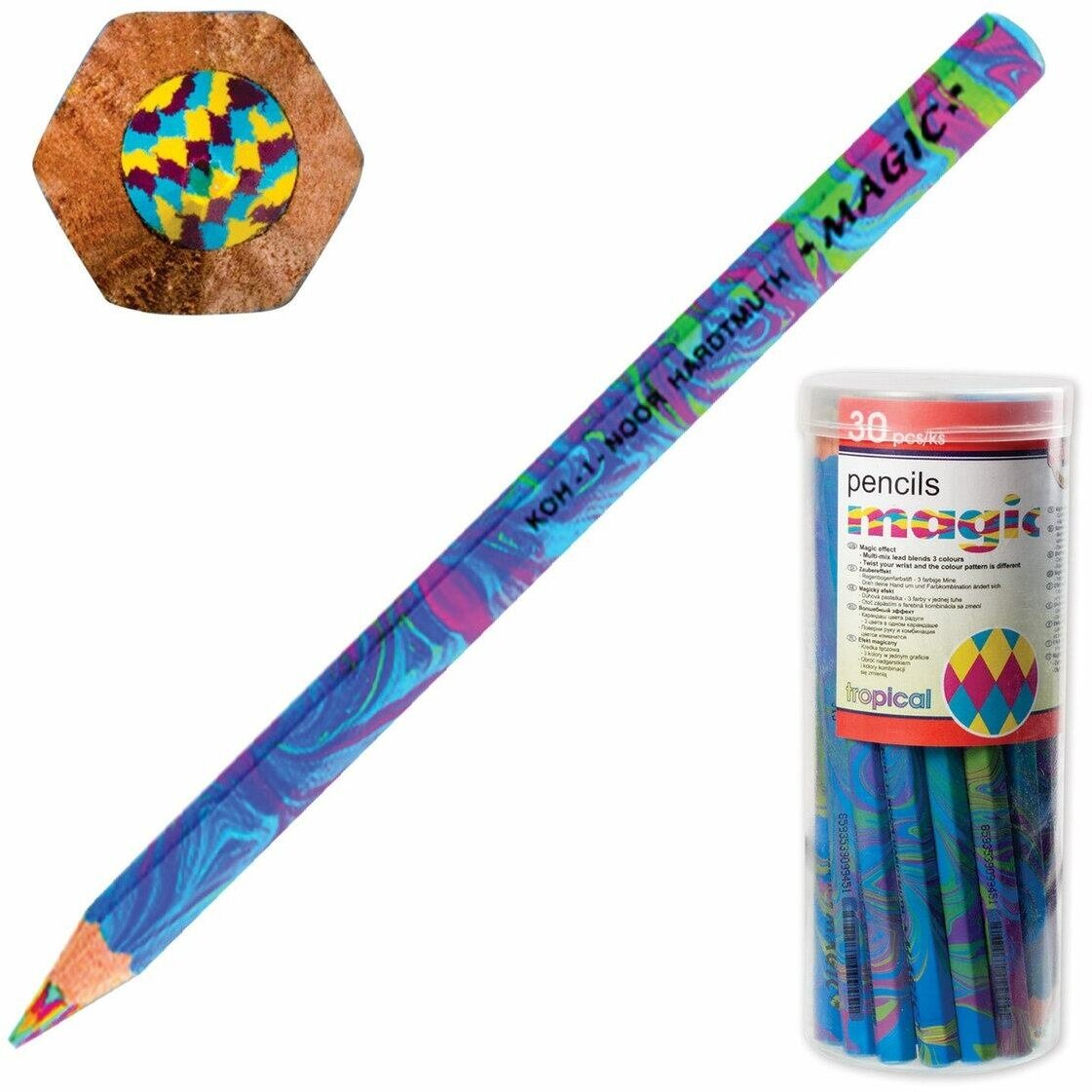 Карандаш с многоцветным грифелем KOH-I-NOOR 1 штука, Magic "Tropical", 5,6 мм, заточенный (3405002031TD)