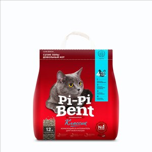 Наполнитель Pi-Pi Bent "Классик" комкующийся для кошек (п/э пакет) 5кг 12л