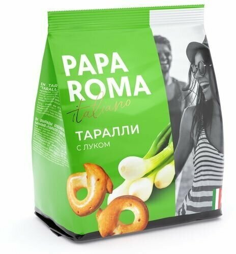 Сушки итальянские таралли с луком PAPA ROMA 180 г 2 шт - фотография № 1