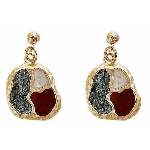 Серьги - подвески золотого цвета с эпоксидной смолой, для женщин, девушек и девочек. Серьги пусеты из стали и эпоксидной смолы.