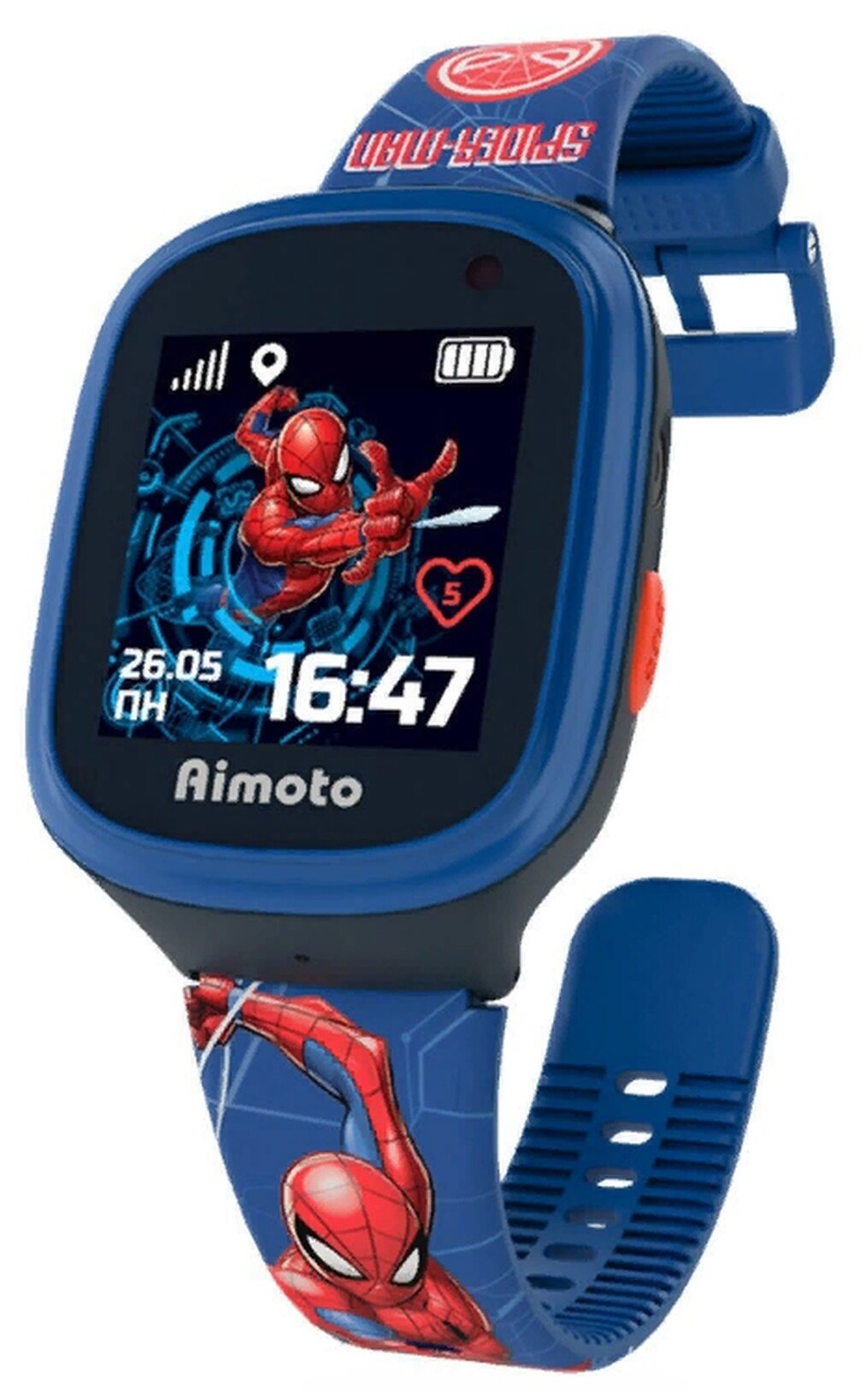 Детские умные часы Aimoto Marvel Человек-паук Wi-Fi, красный/синий/голубой