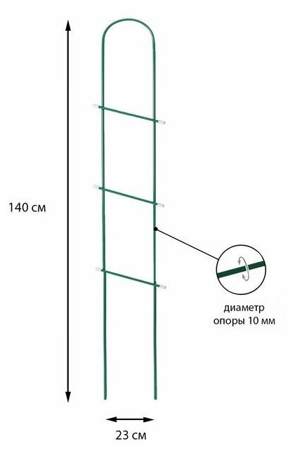 Шпалера, 140 × 23 × 1 см, металл, зелёная, «Лестница», микс - фотография № 2