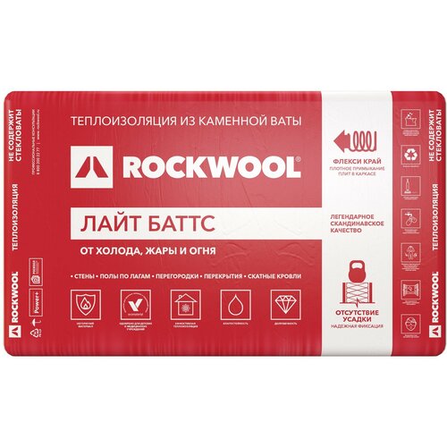 Теплоизоляция Rockwool Лайт Баттс, 50 мм 