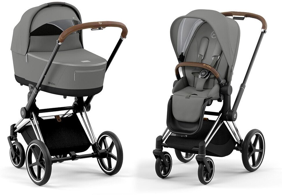 Cybex Priam IV Коляска 2 в 1, шасси IV Chrome ручка Brown/текстиль Soho Grey