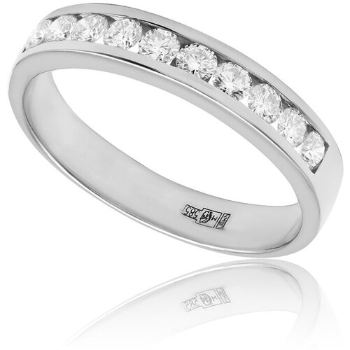 Кольцо помолвочное 1RBC, белое золото, 585 проба, бриллиант, размер 17.25, серебристый