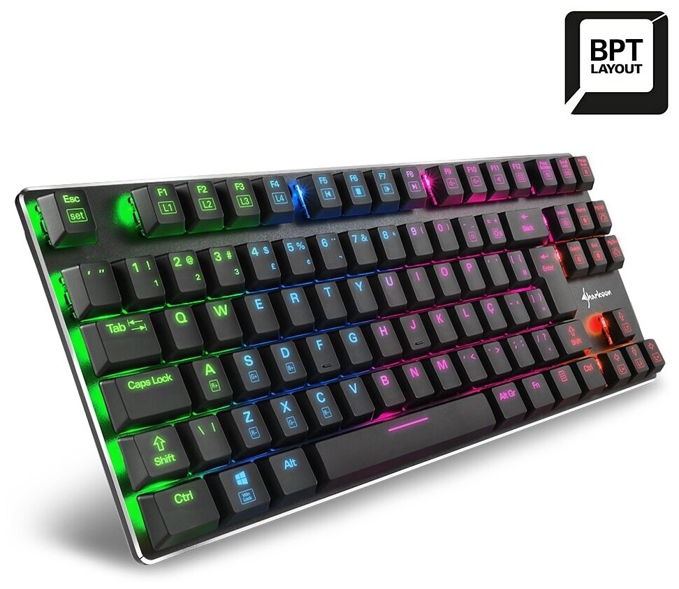 Клавиатура Sharkoon PureWriter TKL RGB Kailh Red проводная игровая для PC (красная подсветка)