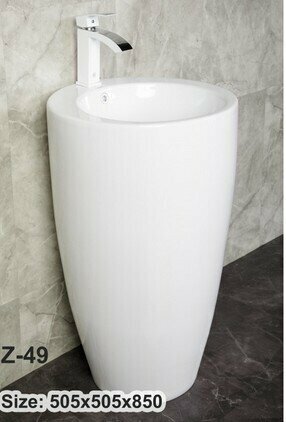 Раковина напольная Zandini Z-49 для ванной комнаты керамическая круглая