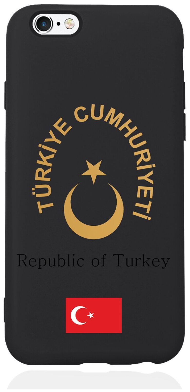 Черный силиконовый чехол для iPhone 6/6s Золотой Герб Турции