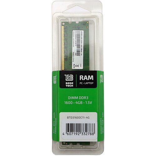 Память DDR3 DIMM 4Gb 1600MHz BaseTech 245300₽