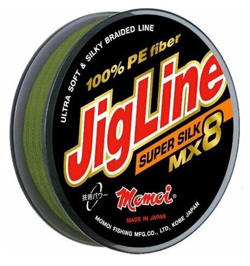 Плетеный шнур JigLine MX8 Super Silk 010 мм 78 кг 100 м зеленый