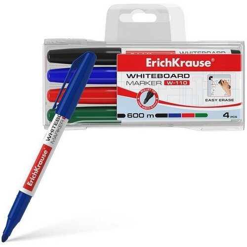 Набор маркеров для доски, 4 цвета, 2,0 мм, ErichKrause W-110 9612350 .