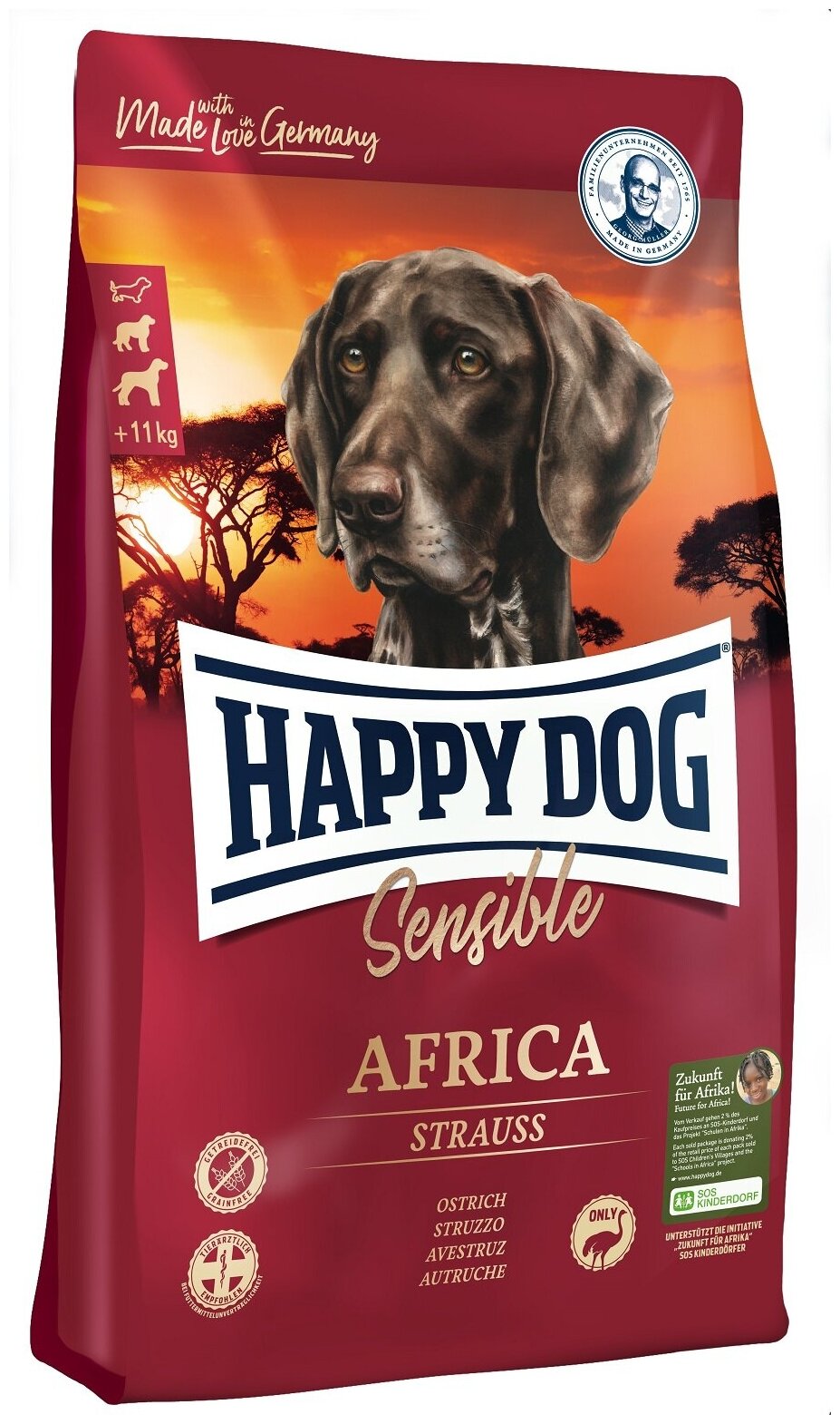 HAPPY DOG 2,8кг Корм сух Суприме Африка (страус и картофель)