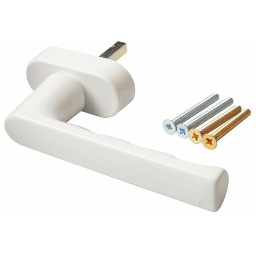 Ручка оконная алюминиевая HOPPE Hamburg SecuForte, штифт vario fit 32-42 мм, 45°, 2 винта М5х45, 2 винта М5х50, Белая