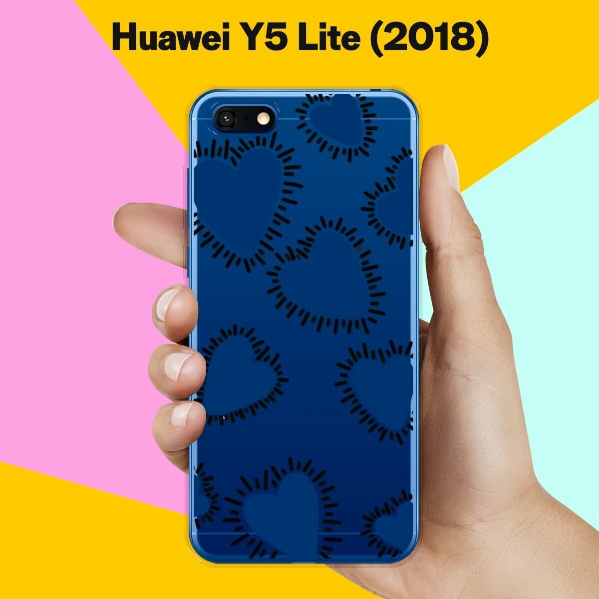 Силиконовый чехол на Huawei Y5 Lite 2018 Синий сердца / для Хуавей У5 Лайт 2018