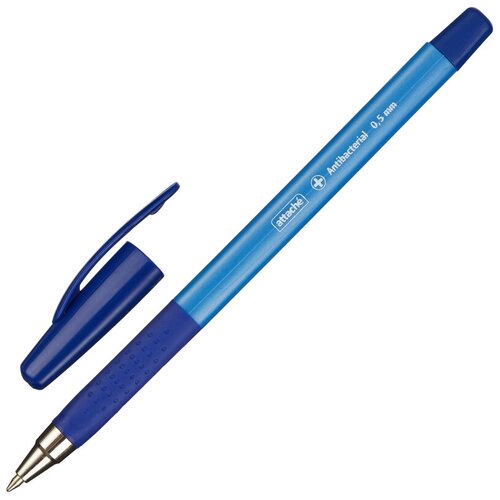 Ручка шариковая неавтоматическая Attache Antibacterial 05мм, син, масл, манж