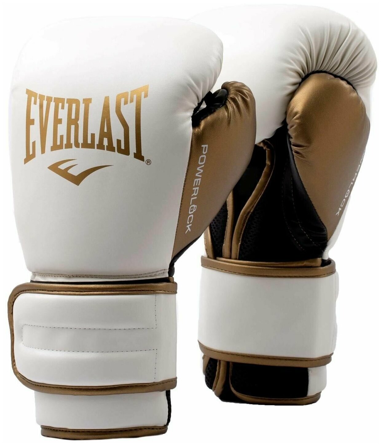 Боксерские перчатки Everlast Powerlock PU 2 бел/зол