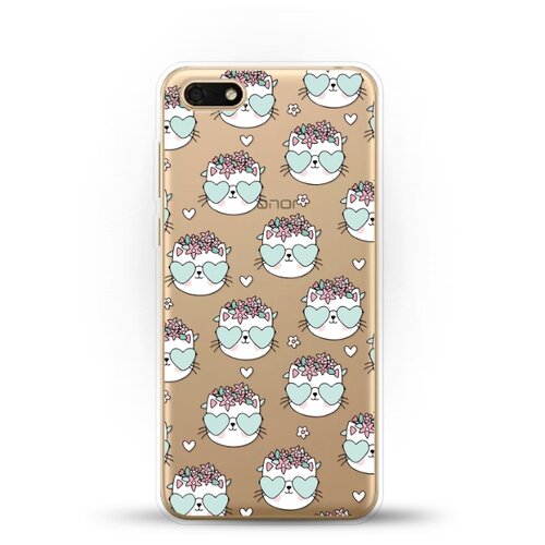 фото Силиконовый чехол узор из котов на huawei y5 prime (2018) andy & paul