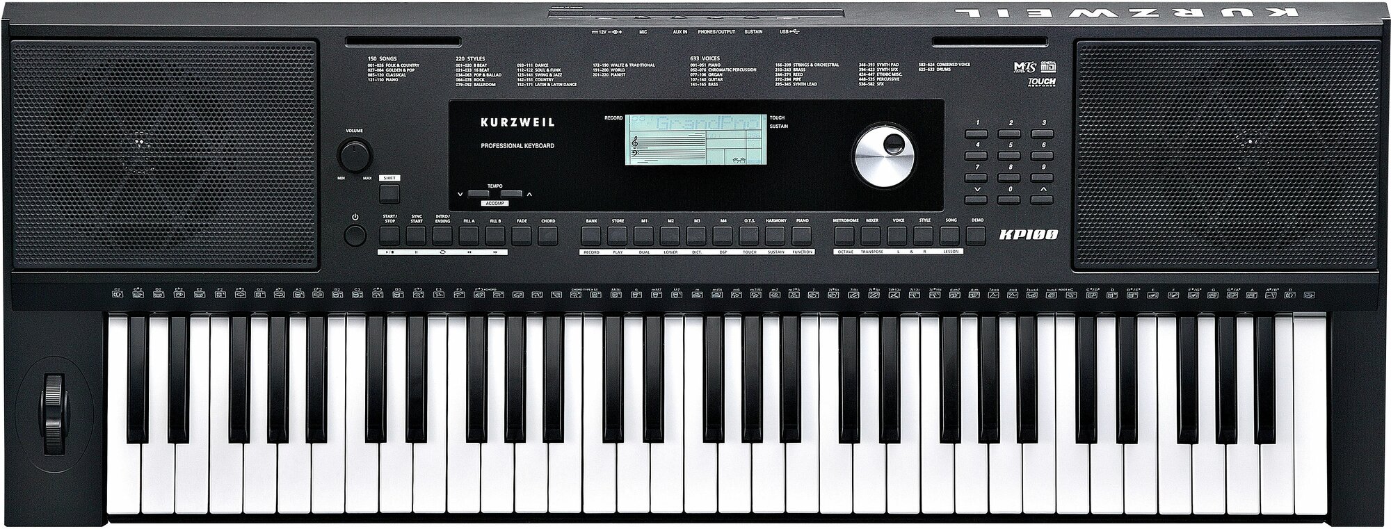 Kurzweil KP100 синтезатор, 61 клавиша, полифония 128, цвет чёрный