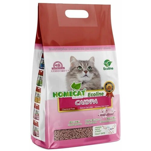 HOMECAT Ecoline Лотос-сакура 12 л комкующийся наполнитель для кошачьих туалетов с ароматом сакуры 3 шт