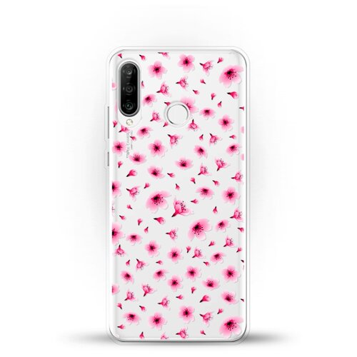 фото Силиконовый чехол цветы розовые на huawei p30 lite andy & paul