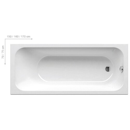 Ванна RAVAK Chrome Slim 170x75 C741300000, акрил, глянцевое покрытие, белый