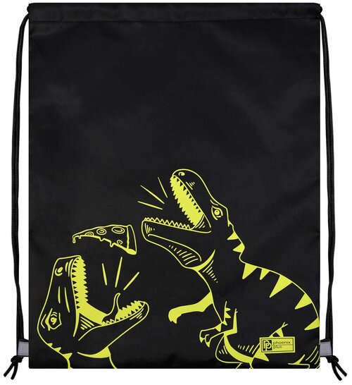 Мешок рюкзак для сменной обуви и формы Phoenix Plus черный Динозавры +брелок В подарок
