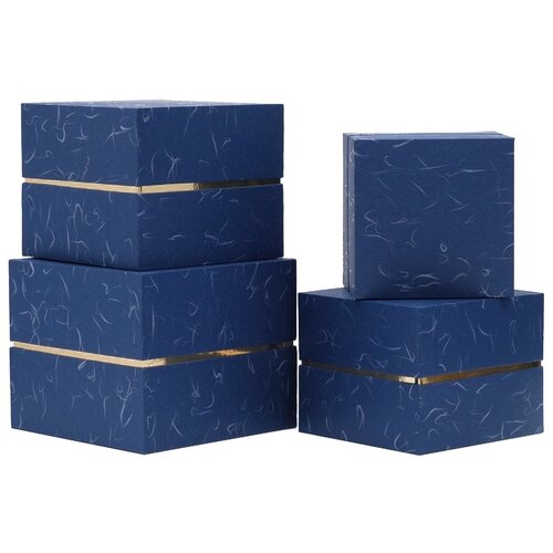 фото Набор подарочных коробок yiwu zhousima crafts куб с золотой полосой, 4 шт. синий