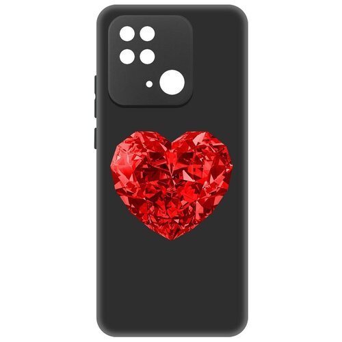 Чехол-накладка Krutoff Soft Case Рубиновое сердце для Xiaomi Redmi 10C черный чехол накладка krutoff soft case рубиновое сердце для tecno spark 10c черный