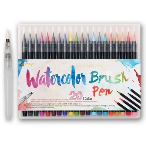 pen watercolor brush watercolor pen watercolor brush pen paint brush Набор акварельных маркеров SoulArt WaterColor Brush Pen, 20 цветов