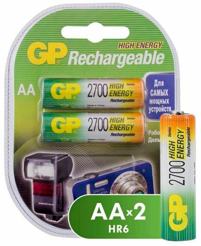 Акссесуары для электроники GP Аккумуляторная батарейка GP АА (HR6) 2700 мАч, 2 шт.