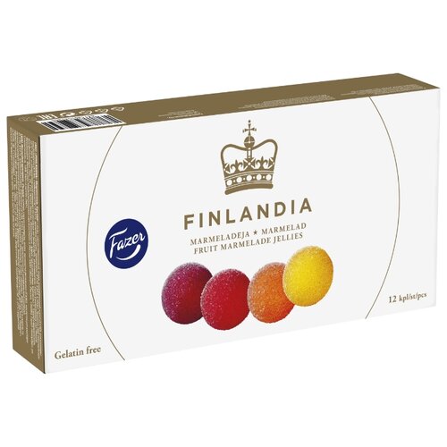 фото Мармелад Fazer Finlandia со вкусом абрикоса, черной смородины, лимона, клубники 260 г
