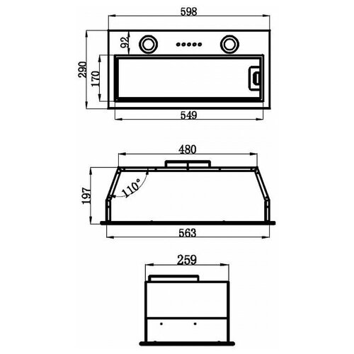 Вытяжка встраиваемая Maunfeld Thames 601M черный управление кнопочное 1308700₽