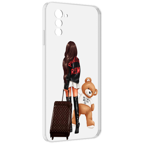 Чехол MyPads девушка-с-модным-чемоданом женский для UleFone Note 12 / Note 12P задняя-панель-накладка-бампер