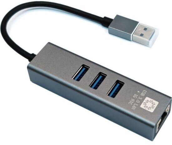 5bites переходник UA3-45-11BK Кабель-адаптер USB3.0 3 USB3.0 RJ45 1G AL GREY