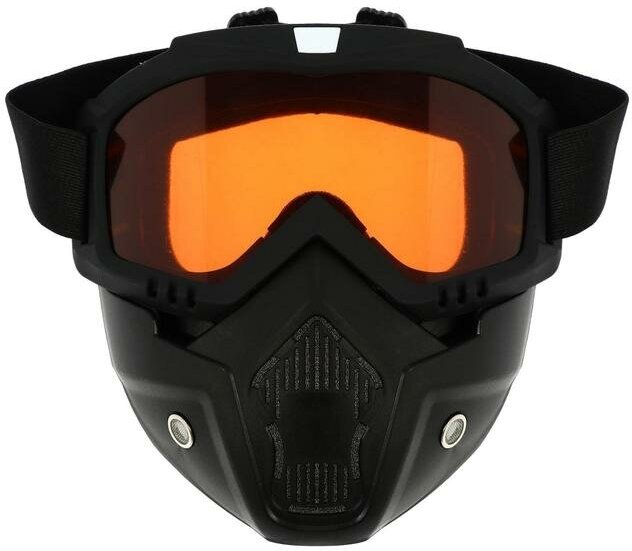 TORSO Очки-маска для езды на мототехнике, разборные, стекло оранжевый хром, цвет черный