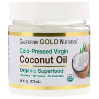 Масло кокосовое California Gold Nutrition cold-pressed virgin, 0.64 кг, 0.473 л