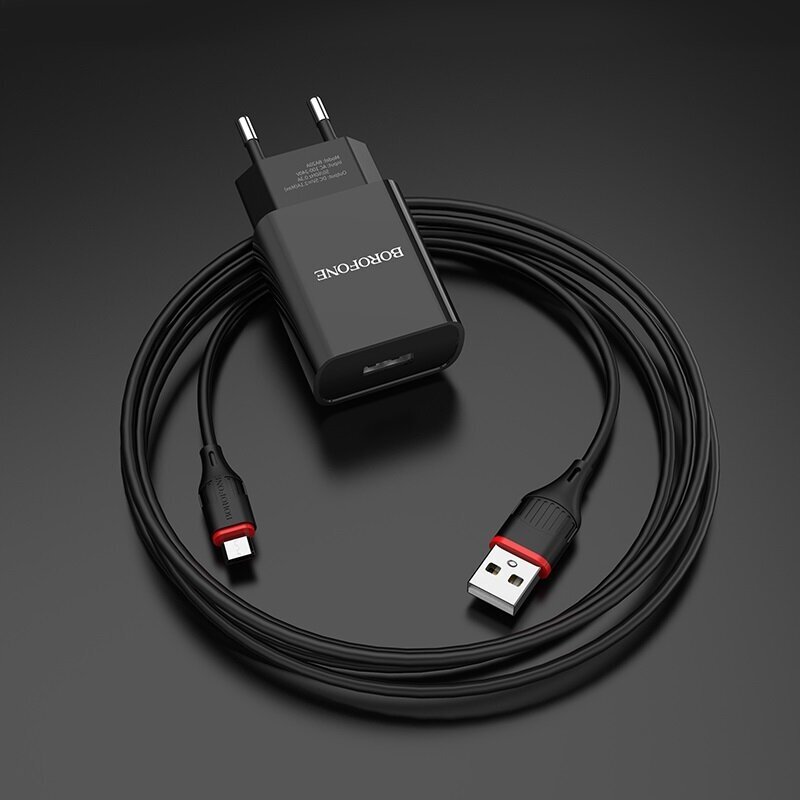 Сетевое зарядное устройство Borofone BA20A Sharp, USB-A, 2.1A, черный Noname - фото №14