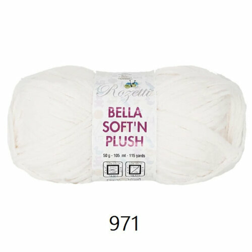 фото Пряжа "bella soft n plush" 100% полиамид, 50гр/105м, (971- белый) 1 упаковка (10 мотков) rozetti